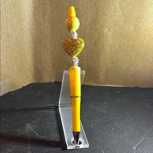 Yellow Beaded Decorative Pen